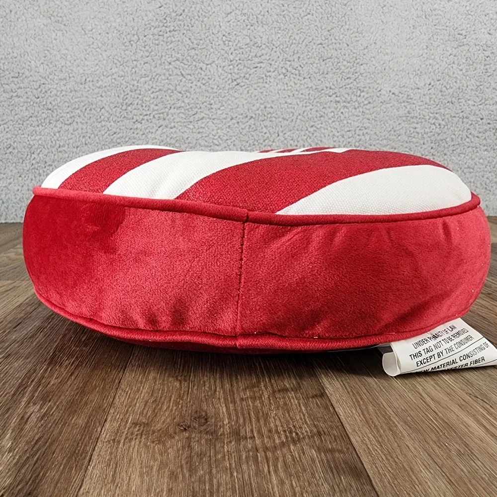 Candy Cane Christmas Holiday Pillow Plush Red White Striped Decor 24 Inch